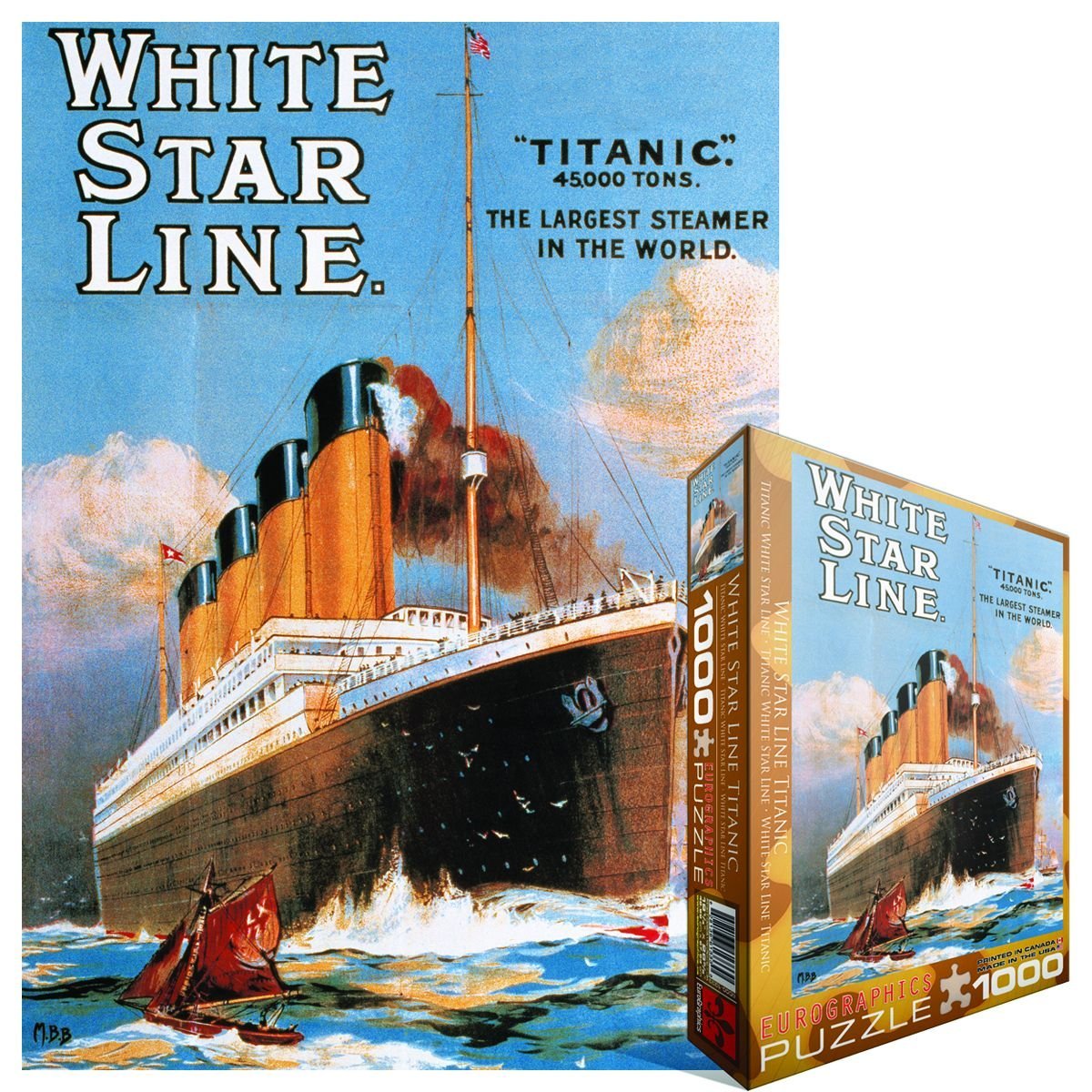 Eurographics Jigsaw Puzzle 1000 Pc Titanic  White Star Line # 60001333 