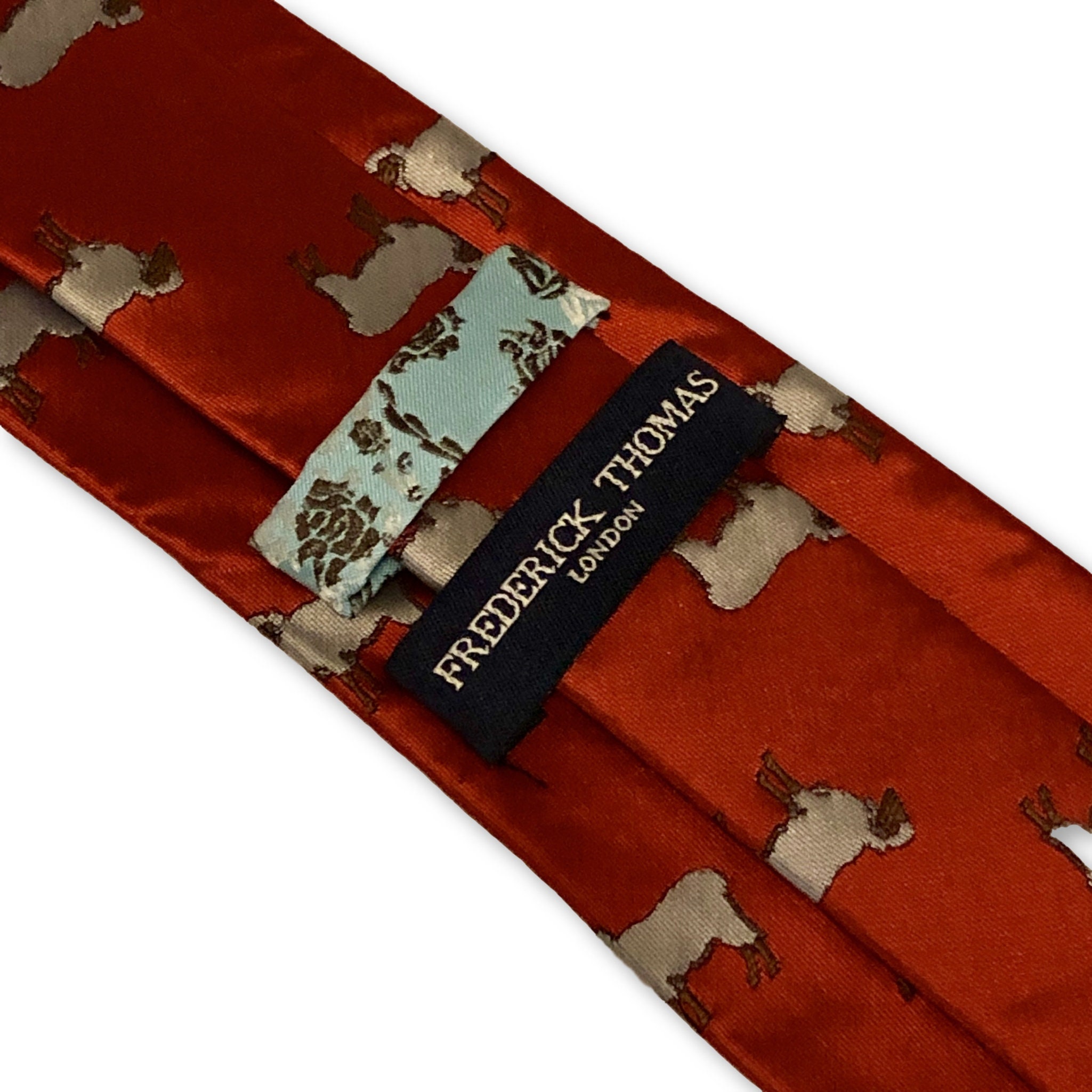 Frederick Thomas bright red men-s tie with sheep design classic necktie 