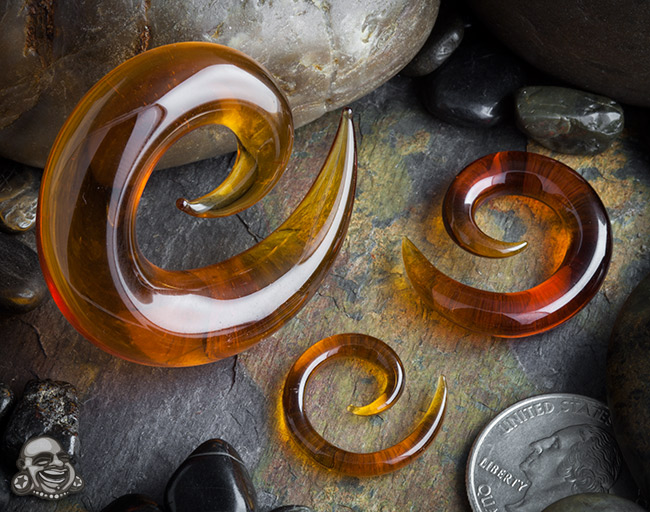 6G Single Twist Black Pyrex with Spiral End Pair of Glass Tapers 0G 