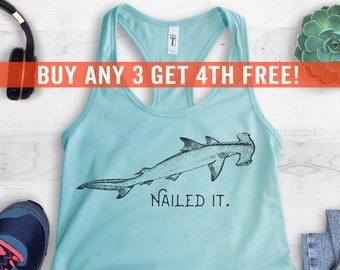 Shark Bite Open Water UNISEX VEST singlet birthday gift top funny scuba diver 