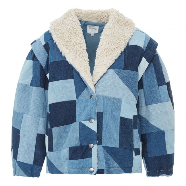 Womens Ladies Girls Navy Blue Patchwork Faux Fur Gilet Winter Outerwear Gilet 