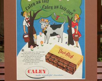 Caley au Lait Vintage chocolate advertising poster reproduction. 