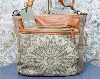 Stags Head Design Cotton Canvas Ladies Cross Body Hand Bag 