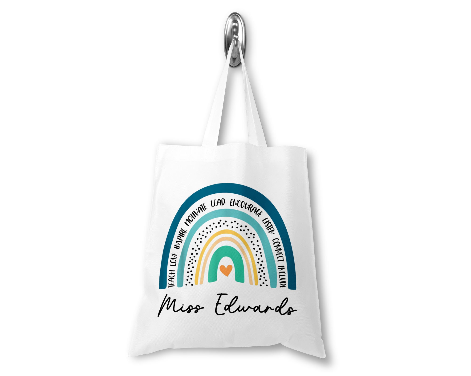 Personalised Tote Bag Shopper Best Teacher Ever School Primary add Name Gift 