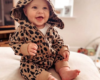 INFANT ROMPER LEOPARD PRINT GLAM ROCKABILLY BABY NEWBORN 6-12 MONTHS 0 000 00 
