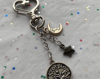 EDLER SCHLÜSSELANHÄNGER STERNZEICHEN FISCHE PISCES VERGOLDET KEYCHAIN STAR SIGN 