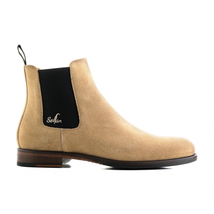 Herren Stiefeletten Chelsea Boots Leder Booties Profilsohle 825525 Trendy Neu 