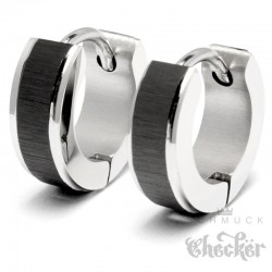 Edelstahl Klappcreolen Kreolen Ohrringe Herren Männer schwarze Biker schmale Neu 