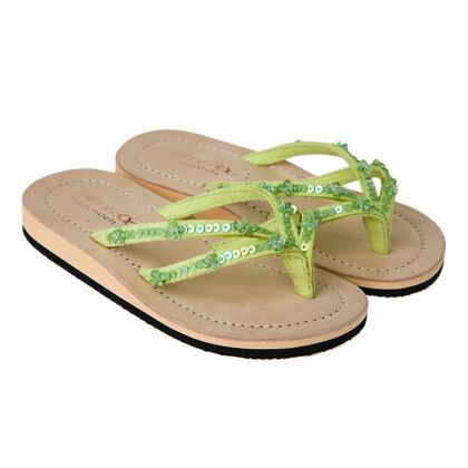 LESTARIE Mädchen Sandale Zehentrenner Leder Flip Flop Zehensteg Sandalen 