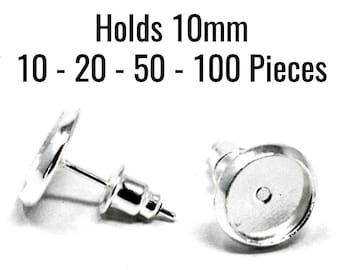 Wholesale 500 Economy Silver Brass TIE TACKS tacs with backs 10mm pad x 8mm post 