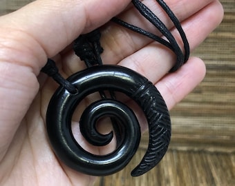 Black Scarf Necklace Spiral 