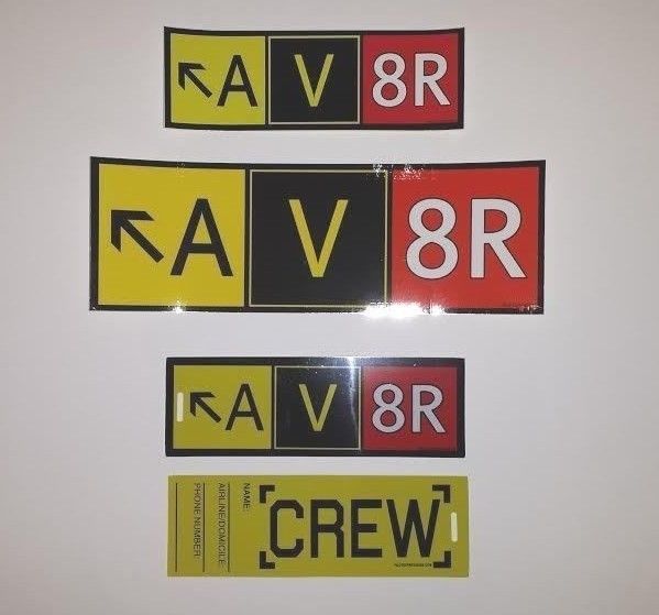 Airport Taxiway Sign Aviation Stickers for Pilots Aviator "AV8R" Crew Sticker 