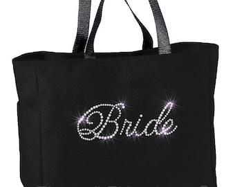 Bride Rhinestone Tote Bag Natural Cotton 38x42cm Open top Post Free UK 