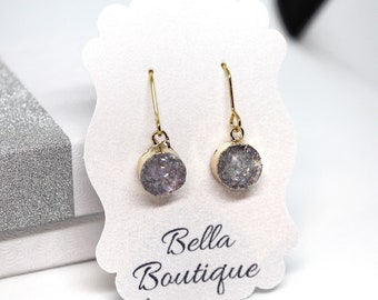 Schneiden Hohl Druzy Resin Earring Drop Dangle Naturstein Stud Unregelmässig 