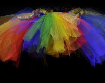 Burlesque bustle Moulin Rouge Can Can Tutu gay pride rainbow unicorn fancydress 