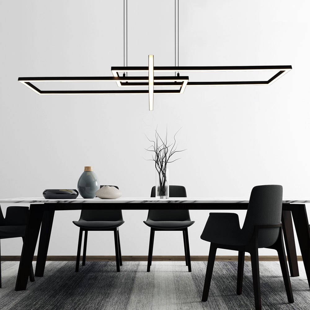 Design Decken Pendel Hänge Lampe Leuchte schwarz-matt Beleuchtung Messing 