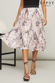 NEW NEXT ZEBRA PRINT SLIP SKIRT MIDI BROWN BLACK PARTY WORK SIZE 6-16 