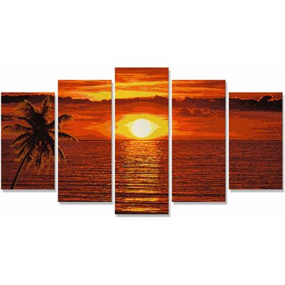 Sonnenuntergang in der Karibik Schipper Malen nach Zahlen Malvorlage Erwachsene 