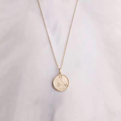 Pendentif Médaille Zodiaque POISSON en Plaqué OR Neuf 