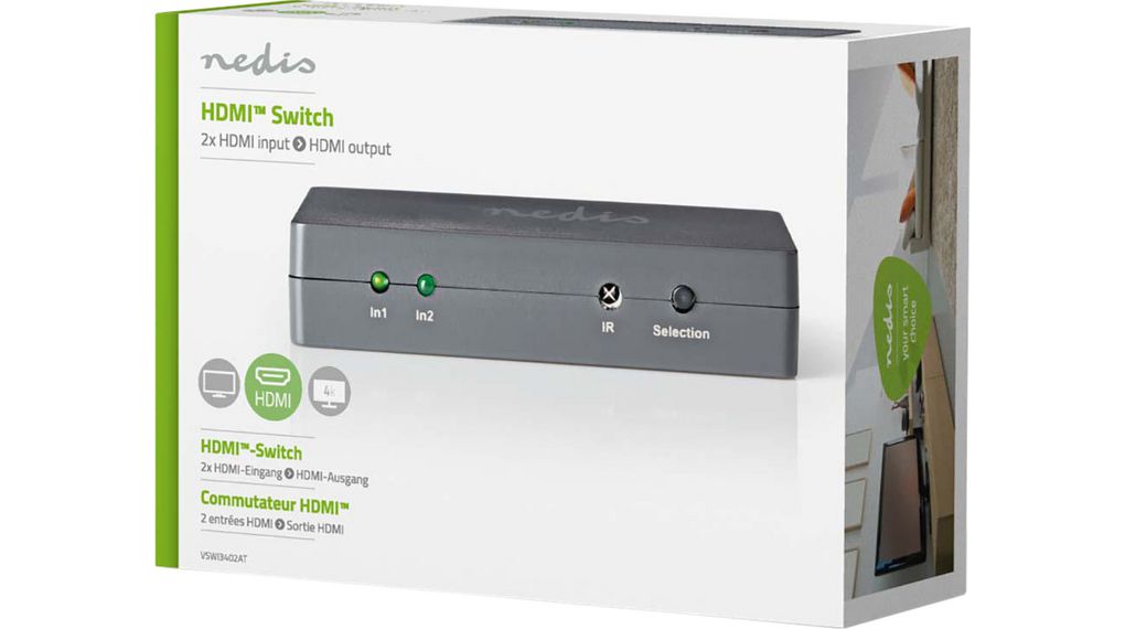 Nedis HDMI™-Splitter/Switch in einem2x HDMI™-Ausgang 1x HDMI™-Eingang2x 