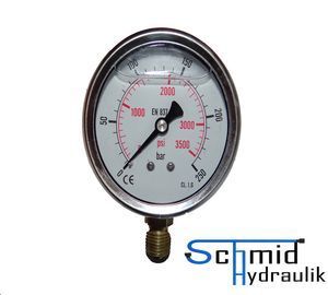 Manometer NG63 Glyzerin gefüllt Glycerin Anschluß unten Hydraulik 0-40 bar 