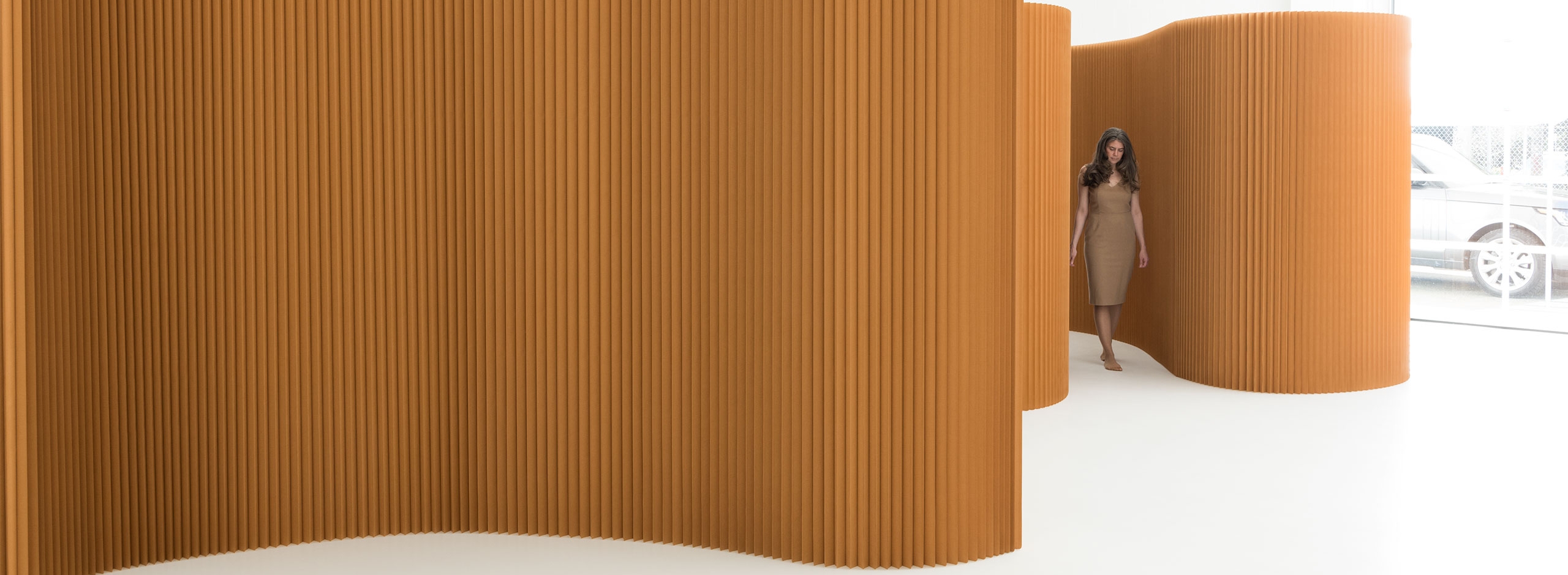 4-panel room divider separator panel wall movable partition folding screen brown 