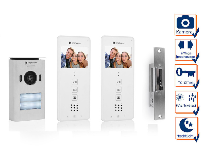 2Familienhaus Video Türsprechanlage mit 2 Monitor & IR Außenkamera Klingelanlage 