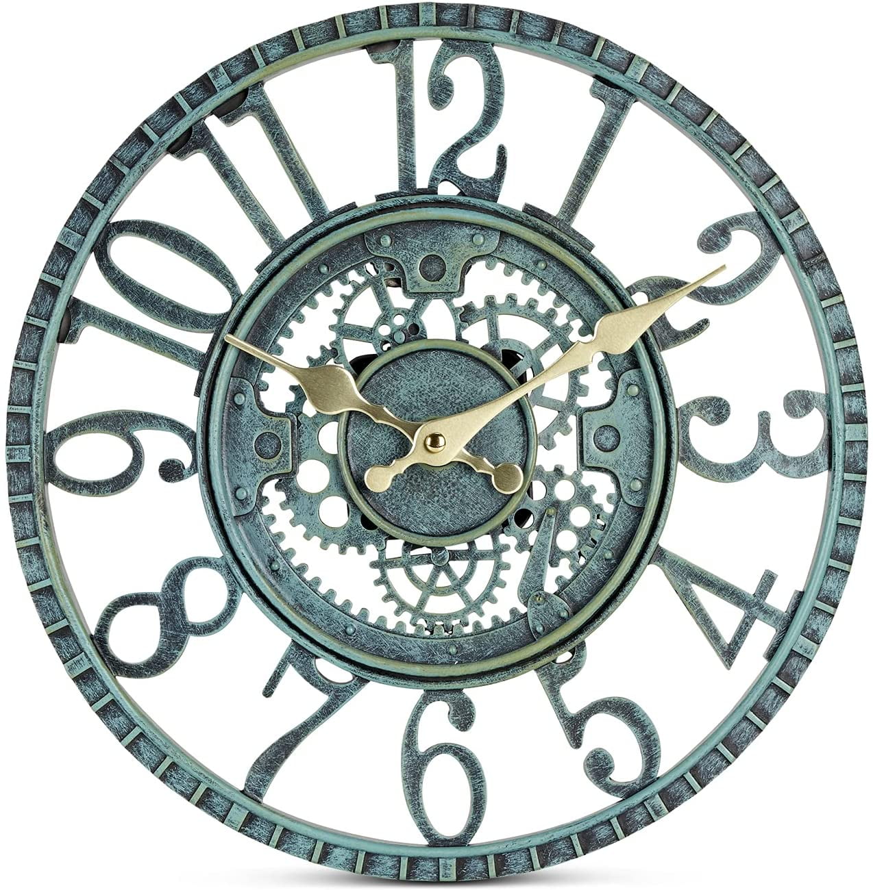 GARDEN ORNAMENT WALL CLOCK  LARGE INDOOR OUTDOOR GIANT OPEN FACE METAL 58CM 