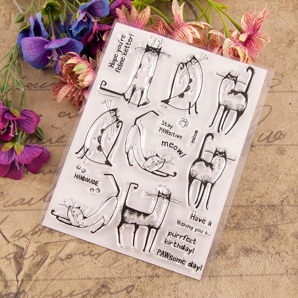 cute cat family Silicone Stamp DIY Scrapbooking Photo Album Decorative 4H 
