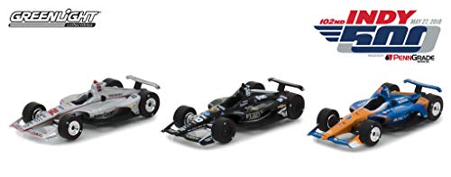 Greenlight 10828 1:64 2018 INDY 500 PODIUM 3 PIECE SET POWER CARPENTER DIXON 