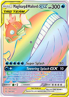 Holo Tag Team Proxy Pokemon Karte Karpador & Wailord GX Rainbow 
