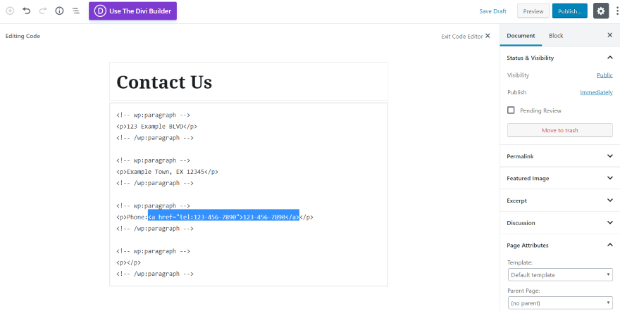 The Contact Us Page Gutenberg Editor