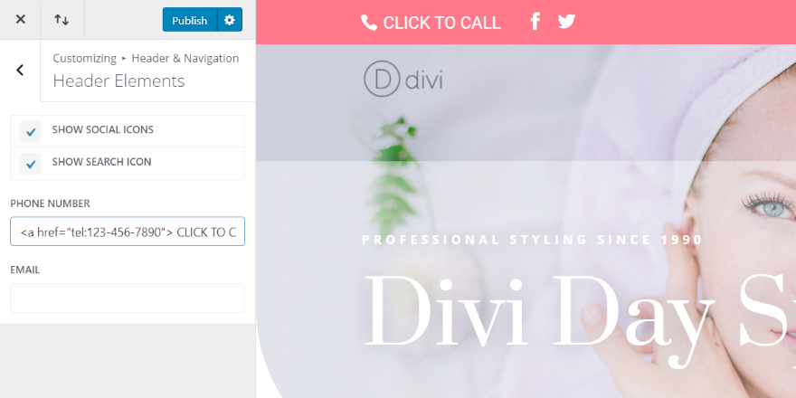 Divi Theme Secondary Menu Clickable Link
