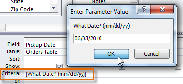Tips for writing parameter queries A more detailed parameter prompt