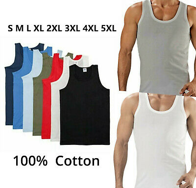 MEN'S 3 PLAIN VESTS PACK100% COTTON VESTS S M L 