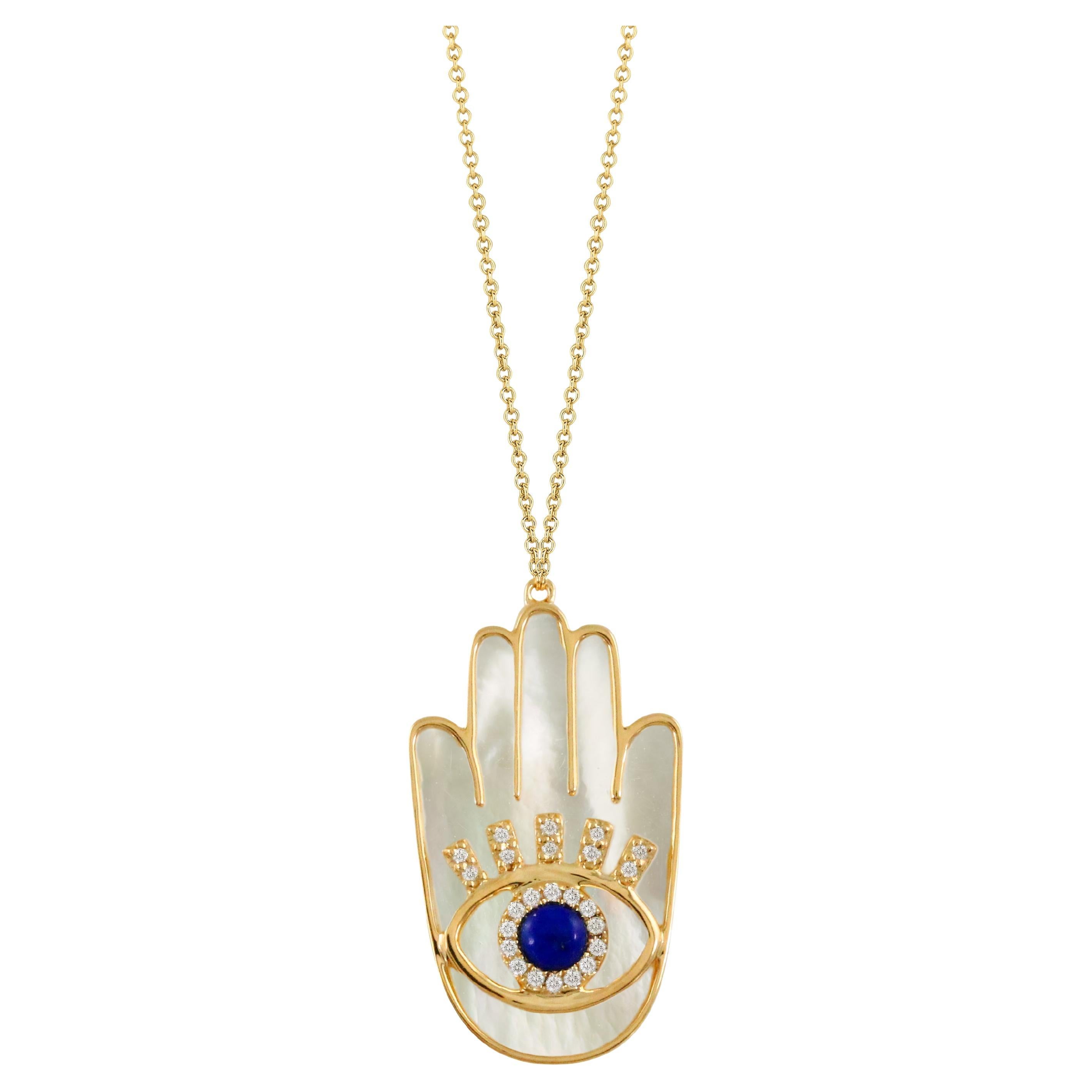 Neu 18kt Gelbgold oder Weiß Goldanhänger Hamsa Hände 