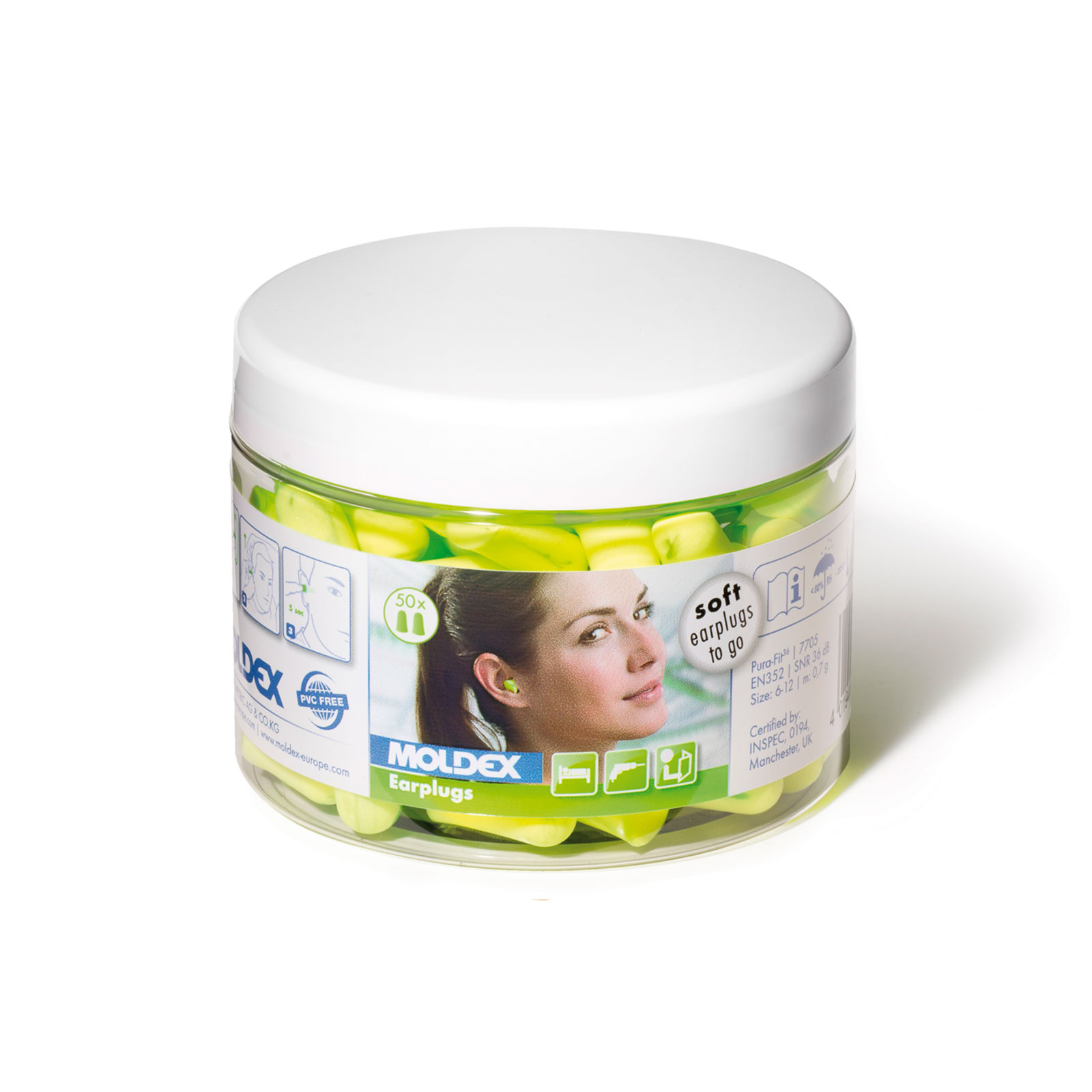 Moldex Pura-Fit 7700  Ear plugs SNR:36db 20 PAIRS Moldex Soft Foam Earplugs 
