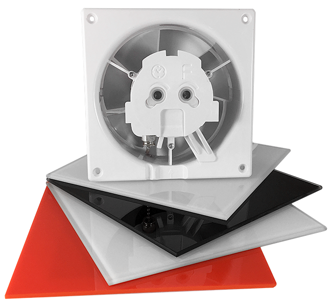 airRoxy dRim Wohnraumventilator Lüfter Front Echtglas weiß matt Ø100-Ø125 mm 