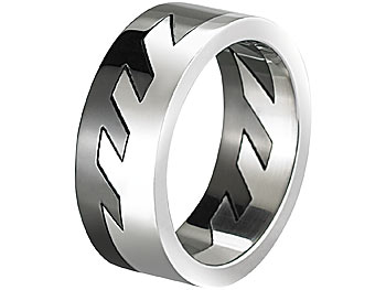 Herrenring Akzent Herren Ring Edelstahl Gr 54-74 Silberfarbig Goldfarbig 