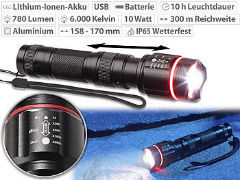 840 Lumen KryoLights Cree-LED-Taschenlampe Police TRC-140.akku IP65 10W 