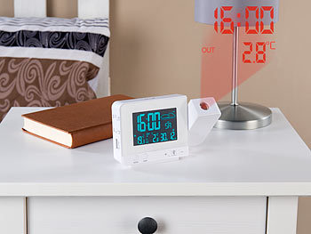 weiß Außensensor und USB infactory Funk-Wetterstation mit Projektions-Wecker 