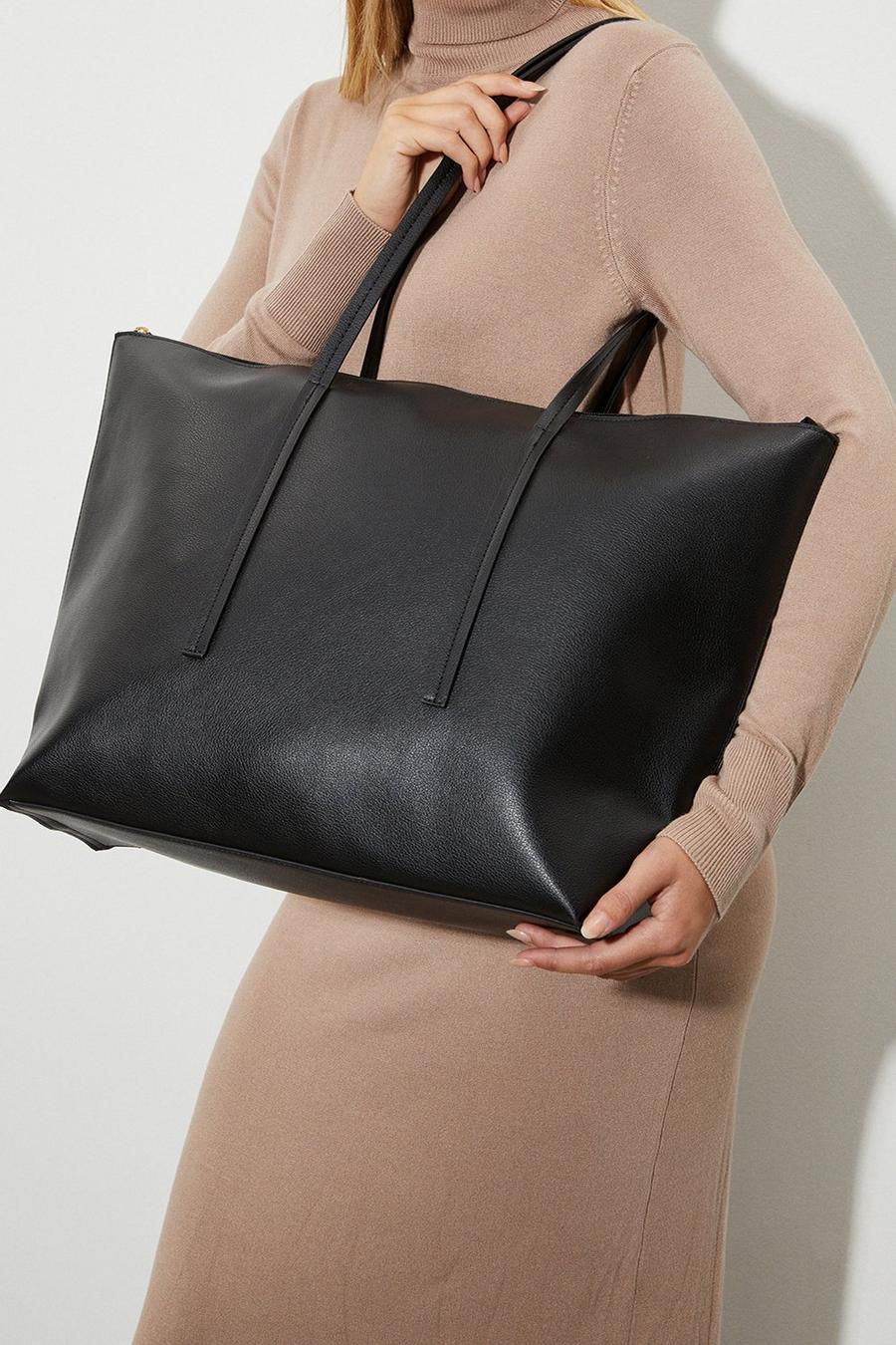 BNEW DOROTHY PERKINS BLACK HANDBAG WITH HANDLES DETACHABLE STRAP ##KEG BIN 8 LC 