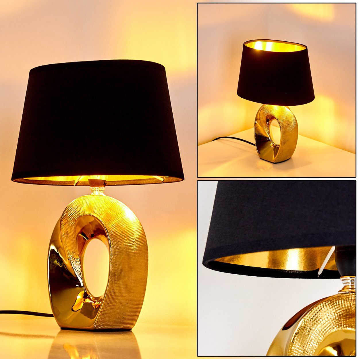 Lese Wohn Schlaf Zimmer Tisch Leuchten Samt grau-Silber Retro Nachttisch Lampen 