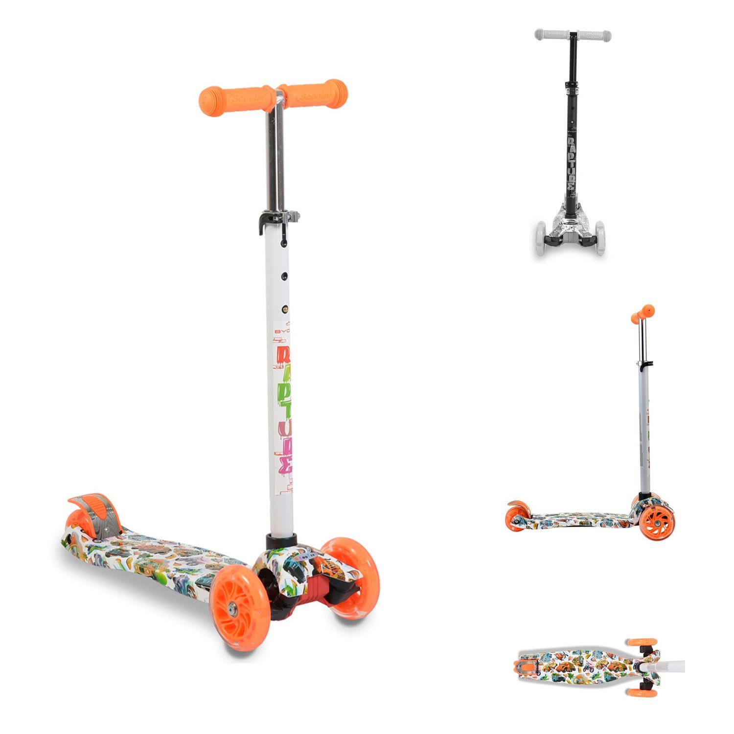 Wassertransferdruck Byox Kinderroller Scooter Rapture aus Alu PU Leuchträder 