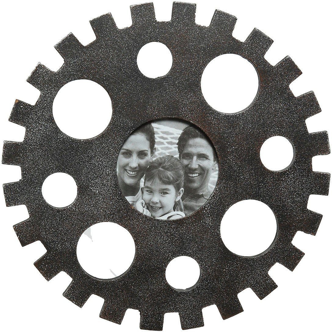 24cm MDF Holz schwarz grau Ambiente Haus Wanduhr CARGO Zahnrad D 