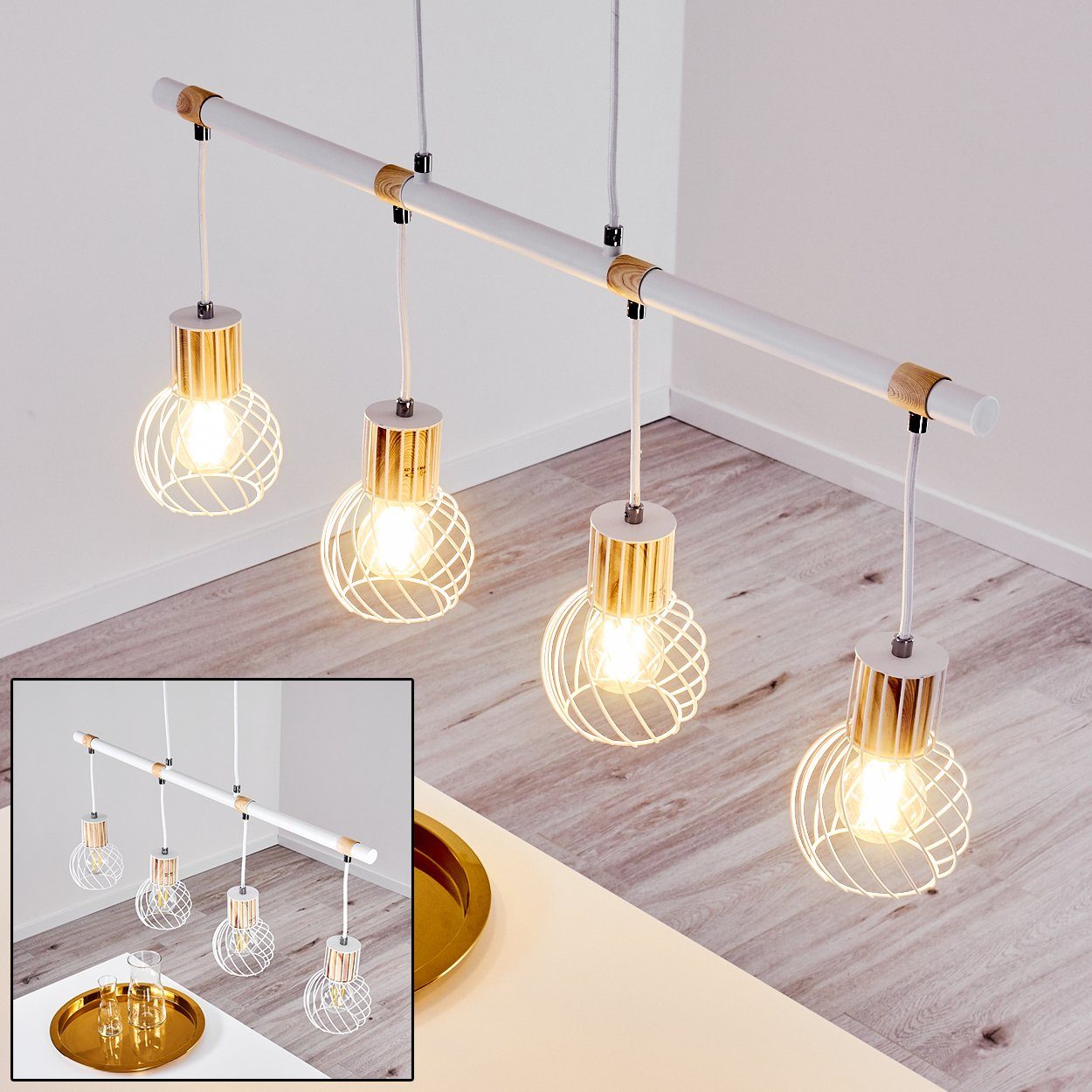 Pendel Hänge Lampen Holz/schwarz Vintage Ess Wohn Schlaf Zimmer Raum Beleuchtung 