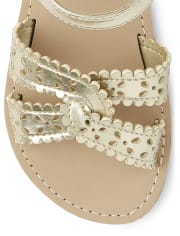 GYMBOREE Sz 4 Jump Into Summer Metallic Silver Star Sandals Youth Girls #1276 