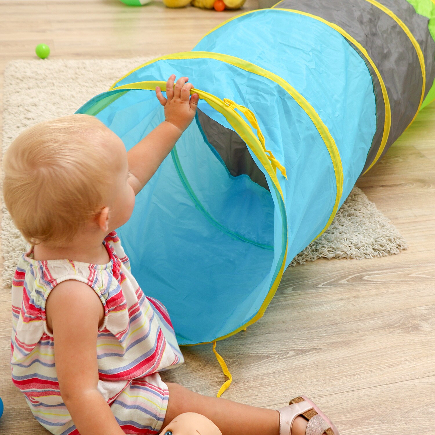 Spieltunnel Kriechtunnel Baby Krabbeltunnel Pop-Up Zelt 180 cm Tunnel Spielzelt 