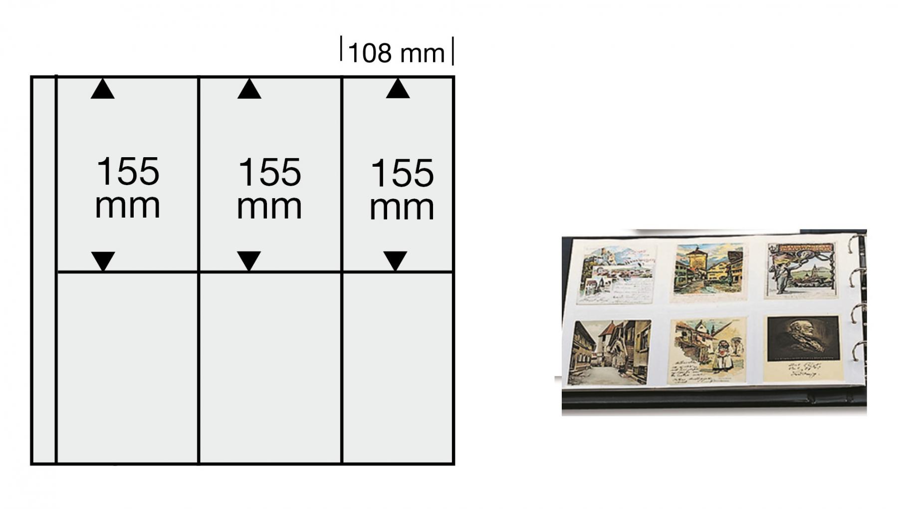 10 SAFE 6023 Ergänzungsblätter WEIß Postkartenhüllen 5x Mix für Postkarten 