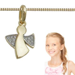 Taufe Weißgold 333 Kinder Schutz Engel Zirkonia Anhänger mit Kette Silber 925 